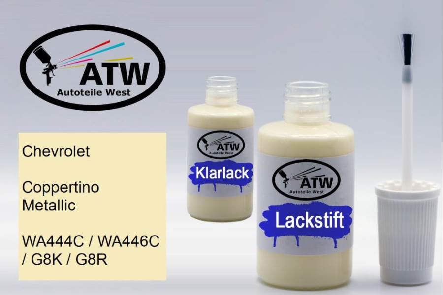 Chevrolet, Coppertino Metallic, WA444C / WA446C / G8K / G8R: 20ml Lackstift + 20ml Klarlack - Set, von ATW Autoteile West.